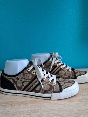 Coach Folly Brown Signature Monogram Low-Top Sneakers